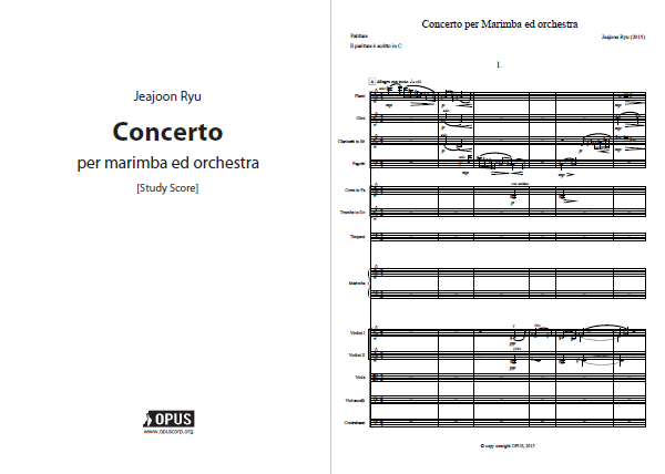 Jeajoon Ryu : Concerto per Marimba ed Orchestra [Study Score]